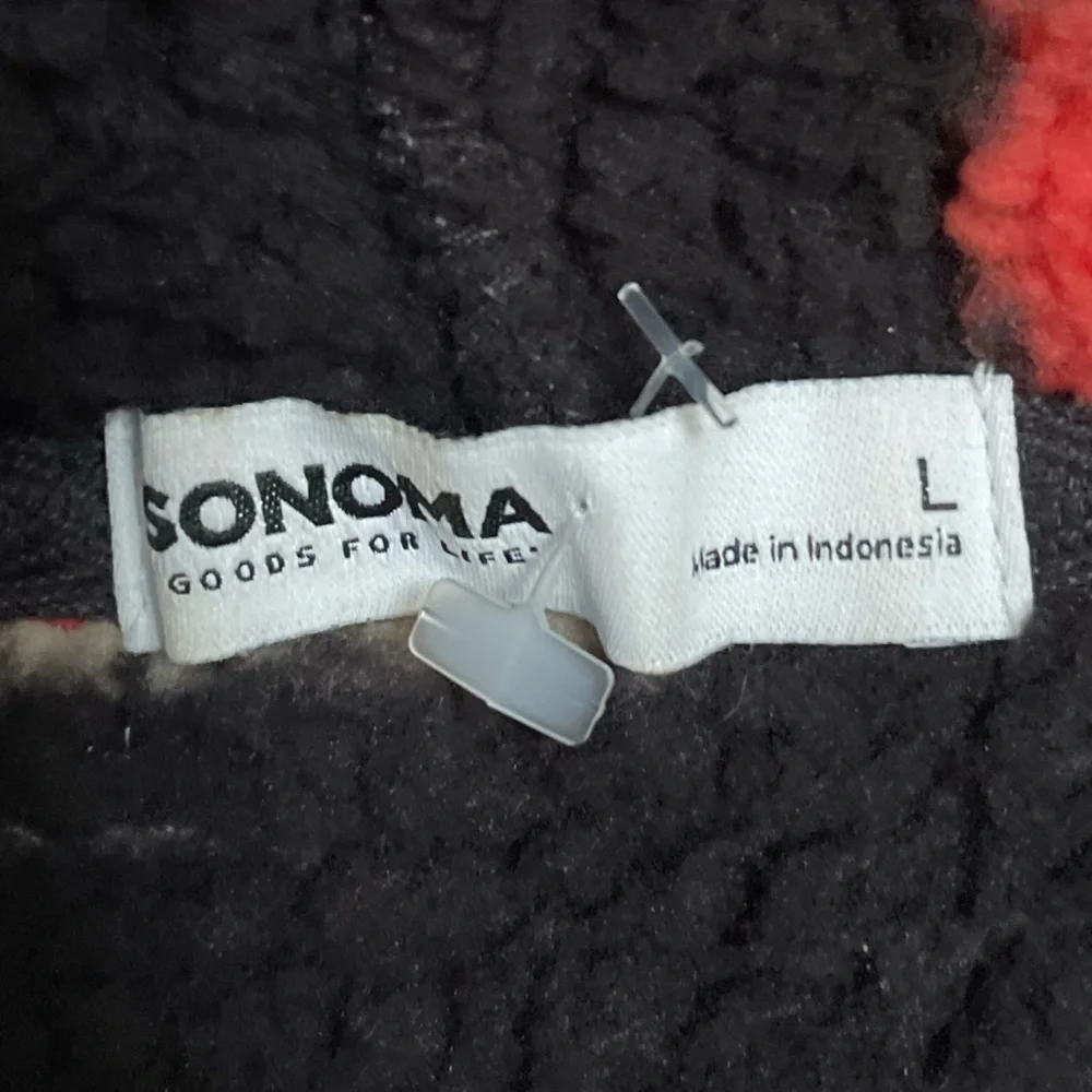 Sonoma‎ Black Star Pattern Fleece Hoodie Size Large NWOT